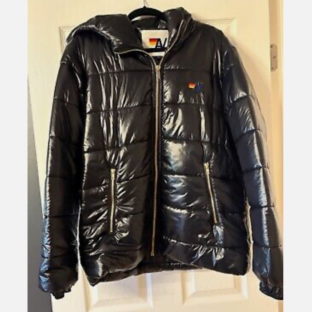 Aviator Nation Black Quilted Puffer Jacket unisex xl